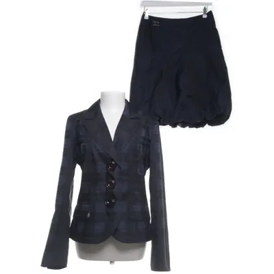 Skirt suit (Blue, Black) from Airfield Acetate, Polyester