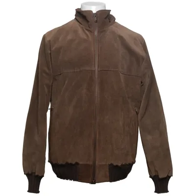 Leather jacket (Brown) from Daniele Alessandrini Cotton, Elastane, Leather, Polyester