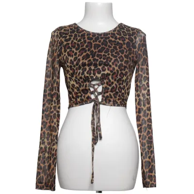 Crop top (Brown, Black) from Naanaa Elastane, Polyester