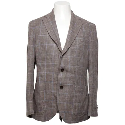 Blazer (Beige, Blauw) van Drago Acetaat, Linnen, Viscose, Wol