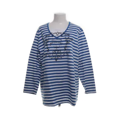 Top (White, Blue) from THEA 42 plus Cotton, Polyester