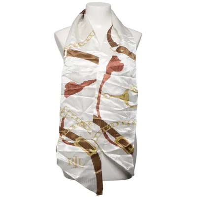 Echarpe à costume (Blanc, Marron, Or) de Lauren Ralph Lauren Soie