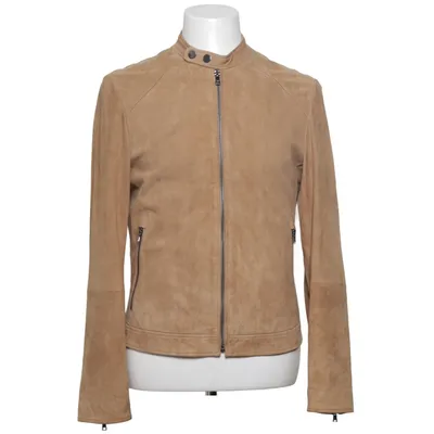 Leren jack (Beige) van Mango Man Katoen, Leer
