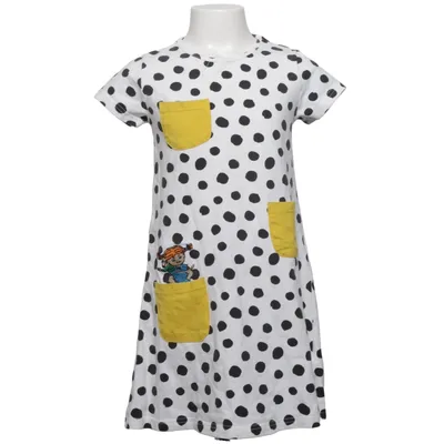 Klänning (Vit, Svart, Gul) från Pippi Långstrump Elastan, Ekologisk bomull