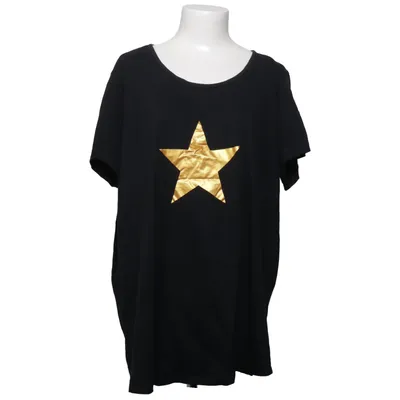 T-shirt (Sort, Guld) fra Zizzi Bomuld
