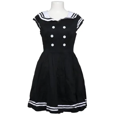 Kleid (Schwarz, Weiß) von Hell Bunny Vixen Baumwolle, Elasthan