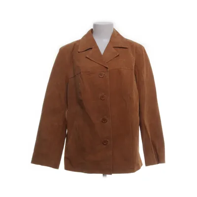 Læderjakke (Beige) fra Helena Vera Polyester, Læder