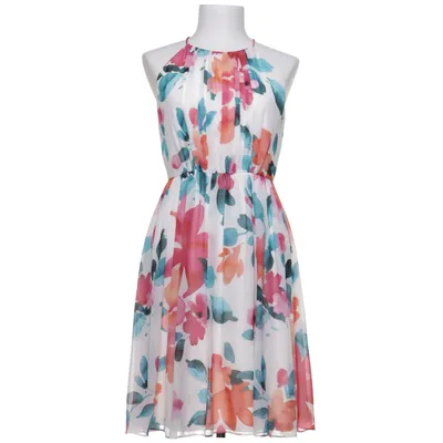 Halterneckklänning (Vit, Flerfärgad) från Jake*s Cocktail Polyester