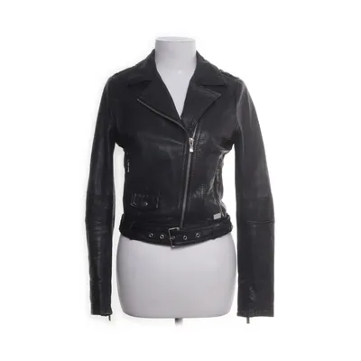 Biker jacket (Black) from Jofama by Kenza Leather, Polyester, Cotton