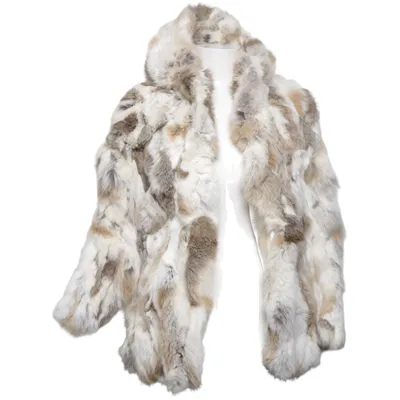 Pälsjacka (Beige, Grå, Vit) från Hollies Bomull, Skinn, Polyester, Kaninpäls