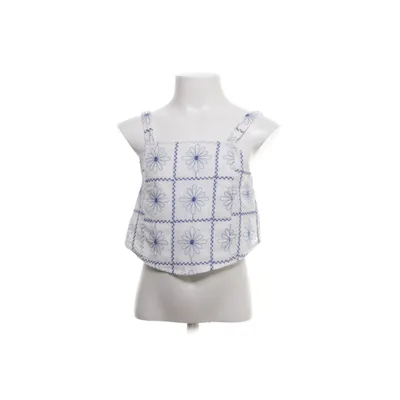 Crop top (White, Blue) from Zara Cotton, Linen
