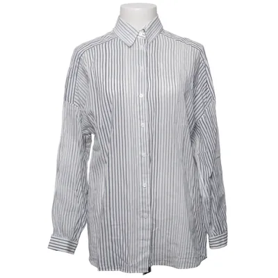 Shirt (Blue, White) from Massimo Dutti Cotton, Silk
