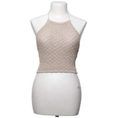 Halter neck top (Beige) from Zara Cotton, Metallic fiber, Polyester