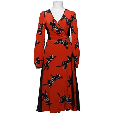 Slå-om-kjole (Rød, Sort) Polyester, Silke