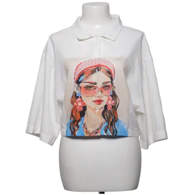 Chemise à manches courtes (Blanc, Multicolore) de Selfie Élasthane, Polyamide, Viscose