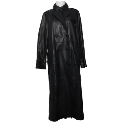 Veste longue en cuir (Gris) de Massimo Dutti Cuir, Polyester