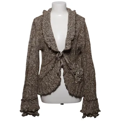 Cardigan (Brown, White) from KappAhl Acrylic, Cotton, Polyamide, Wool