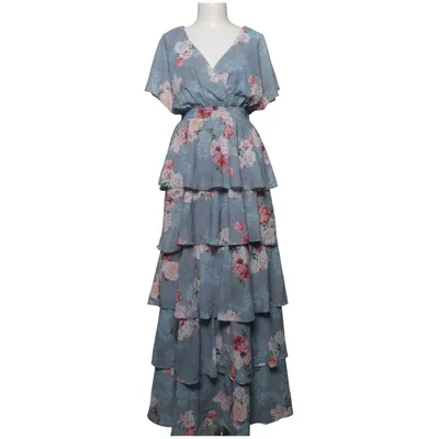Maxi dress (Blue, Multicolored) from Goddiva London Recycled polyester