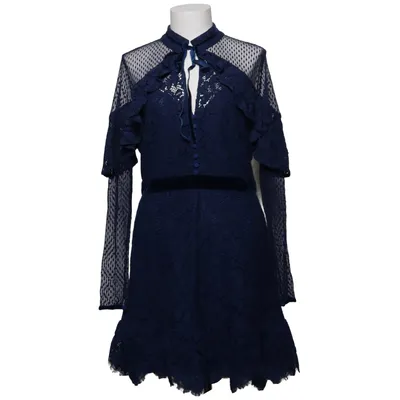 Klänning (Perseverance London Navy Blue Lace Off-the-Shoulder Ruffle Mini Dress ) från Perseverance Bomull, Polyamid, Polyester, Viskos