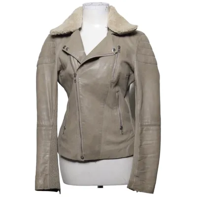 Shearling jas (Grijs, Beige) van Kara Leer, Polyester