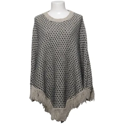 Poncho (Beige, Black) from Red Queen Polyester, Wool