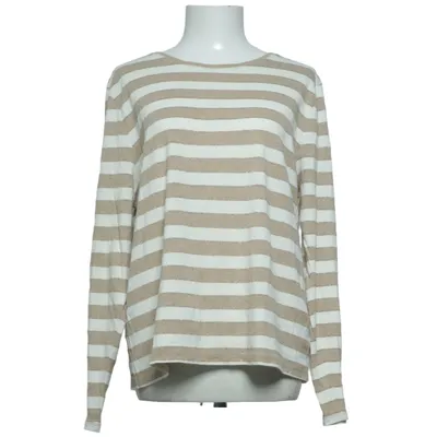Long sleeve T-shirt (Beige, White) from Talbots Cotton, Metallic fiber, Nylon