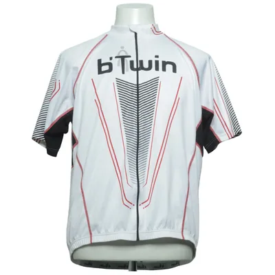 Wielershirt (Wit, Zwart, Rood) van BTWIN Polyester