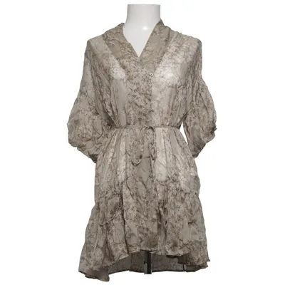 Jurk (Beige, Meerkleurig) van Zara Woman Zijde