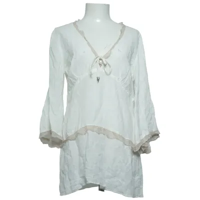 Blouse (White, Beige) from Branting Cotton, Linen, Polyamide, Viscose