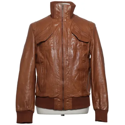 Leather jacket (Brown) from RVLT Revolution Cotton, Leather, Polyester