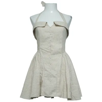 Dress (Beige, White) from Zara Cotton