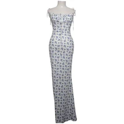 Långklänning (Vit, Blå) från Parthea Elastan, Polyester
