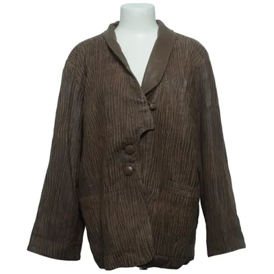 Blazer (Braun) von Echtes leder Viskose