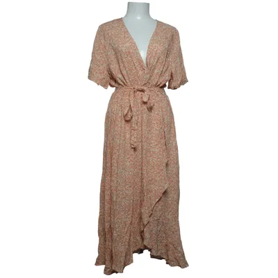 Slå-om-kjole (Orange, Hvid) fra Minus Viscose