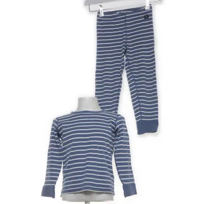 Pyjamas (Blå, Vit) från Polarn O. Pyret Ekologisk bomull