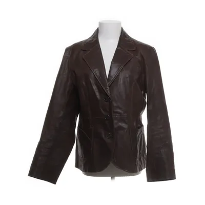 Leather blazer (Brown) from Joy Polyester, Leather