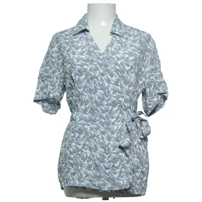 Wrap blouse (Blue, White) from Hucke Viscose