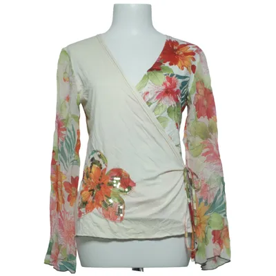 Wrap blouse (White, Multicolored) from Nocetta Elastane, Viscose