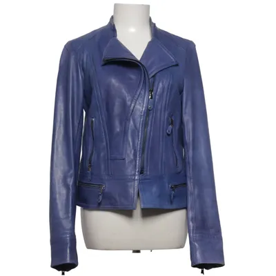 Biker jacket (Blue) from Claudia Sträter Elastane, Leather, Polyester