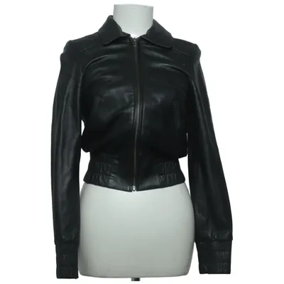Leren jack (Zwart) van M by Madonna Leer, Polyester, Viscose