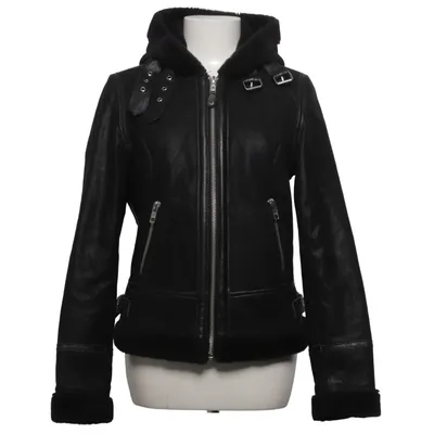 Veste en peau de mouton retournée (Noir) de Freaky Nation Cuir, Polyester