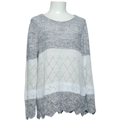 Strickpullover (Grau, Beige, Weiß) von Laura Kent Acryl, Baumwolle, Metallfaser