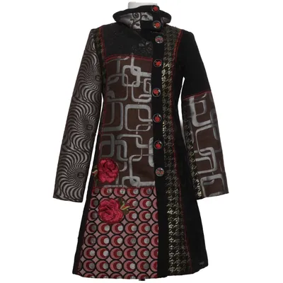 Frakke (Sort, Flerfarvet) fra Desigual Acetat, Bomuld, Polyester, Viscose, Uld