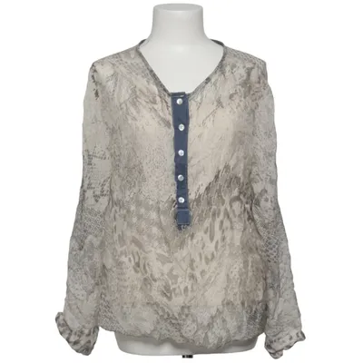 Blouse (Grijs, Beige) van Happy Look Elastaan, Zijde, Viscose