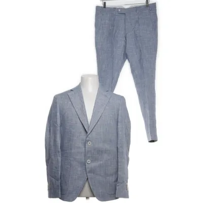 Suit (Blue, White) from Scabal Cupro, Linen, Wool, Viscose