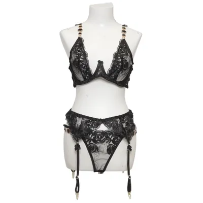 Ondergoed set (Zwart) van Luvinity Berlin Elastaan, Polyester