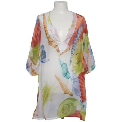 Robe de plage (Blanc, Multicolore) de Indian Emporium Polyester