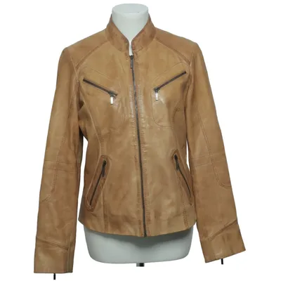 Leather jacket (Brown) from Saki Collection Cotton, Leather, Polyester