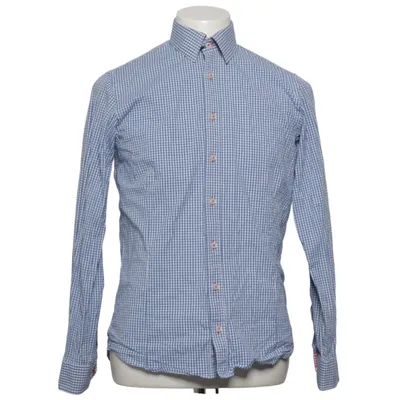 Shirt (Blauw, Wit) van Dressmann Premium Collection Katoen, Elastaan