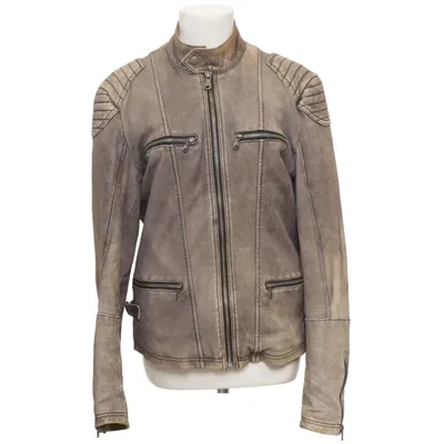 Leather jacket (Gray, Brown) from Autark Leather, Polyester